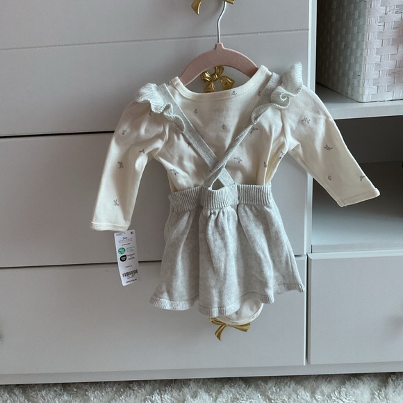 NWT SIZE 3 MO Carter's Light Gray Cable Knit Dress w/ Cream Onesie - Picture 7 of 13